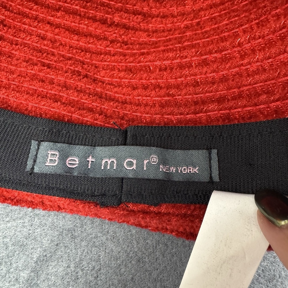 VTG Betmar New York Red Chenille Cloche Hat with Flower B024H Made in Taiwan - Picture 5 of 8